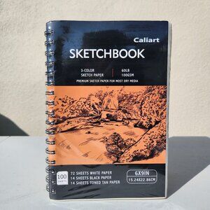 NEW 3-Color Caliart Sketch Paper Pad Notebook Sketchbook Journal 6" x 9" 100 She